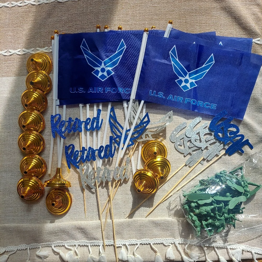 Party Supply Set - Airforce Retirement Red White Blue